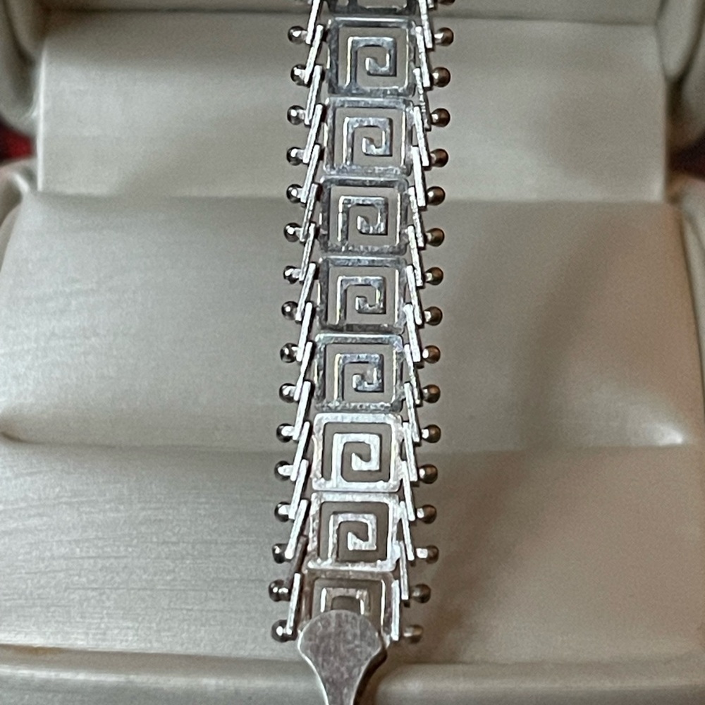 VTG 925 Mexico Silver Greek Key Bracelet - Picture 10 of 10